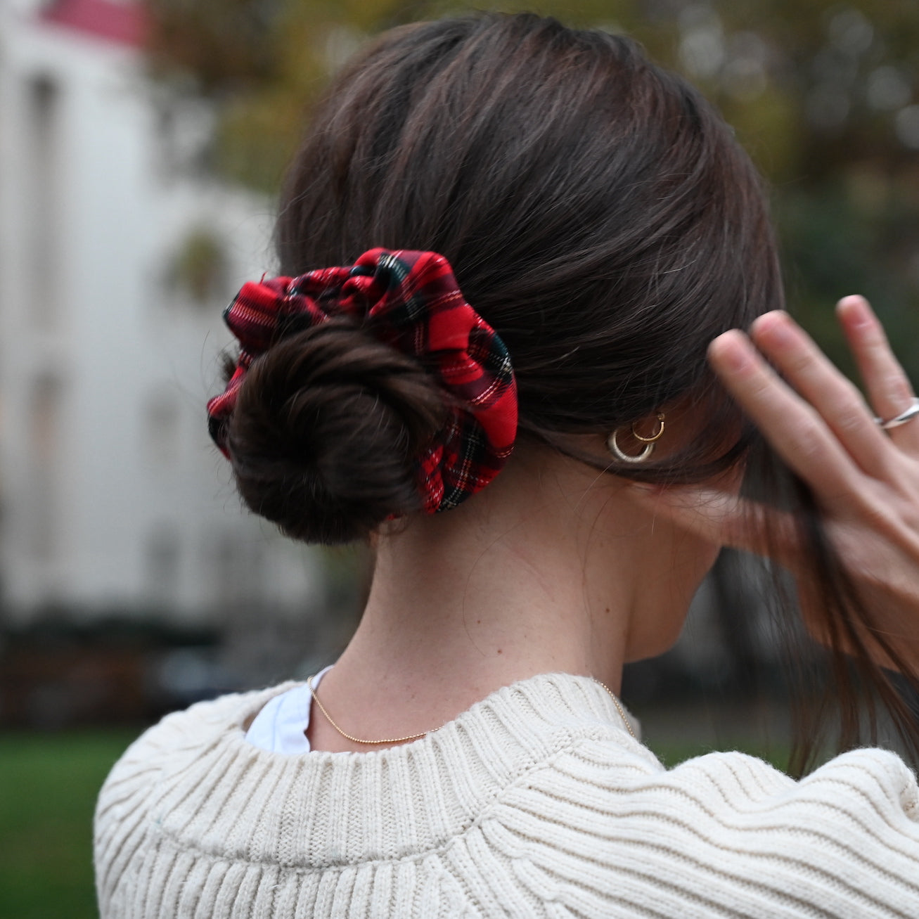 Scrunchie Tartan Rosso Saide Milano