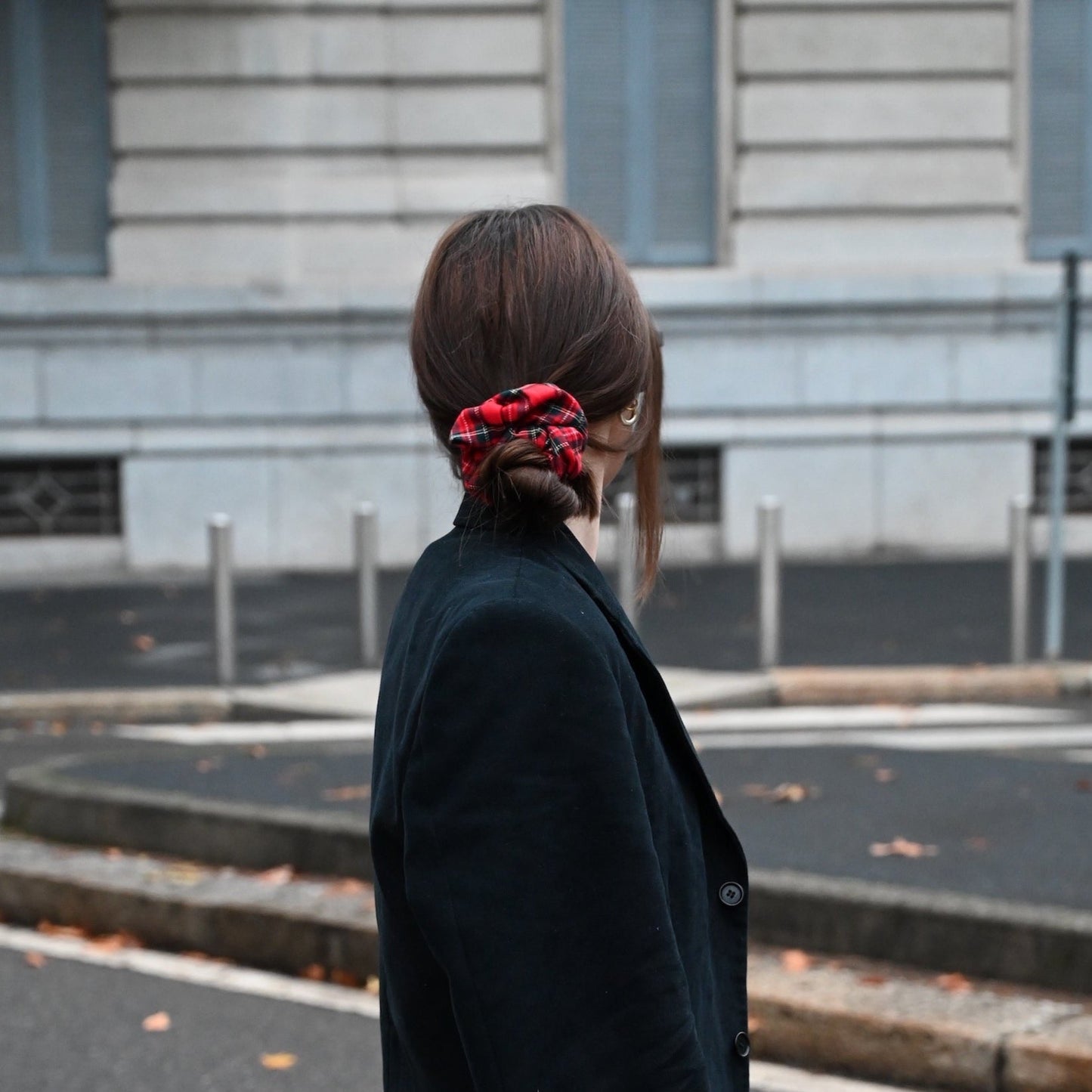 Scrunchie Tartan Rosso Saide Milano
