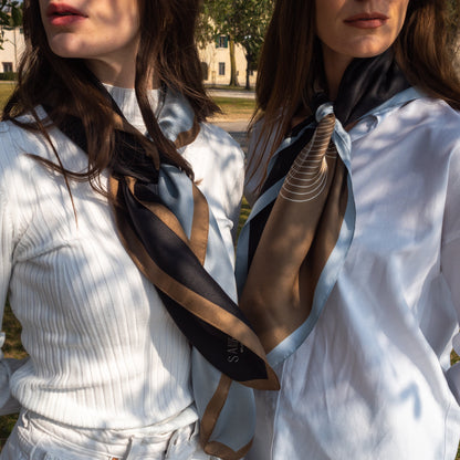 Foulard Butterfly | 90cm - Black & Brown Saide Milano