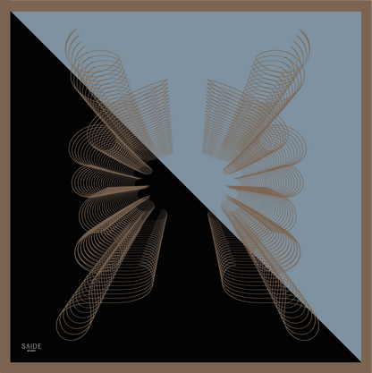 Foulard Butterfly | 90cm - Black & Lightblue Saide Milano