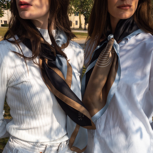 Foulard Butterfly | 90cm - Black & Lightblue Saide Milano
